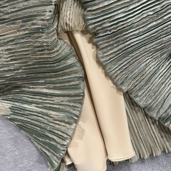 Jeanne Marc Dress Women's Small 8 10 Maxi Sleeveless Yoryu Belted Cream Green - Picture 5 of 9